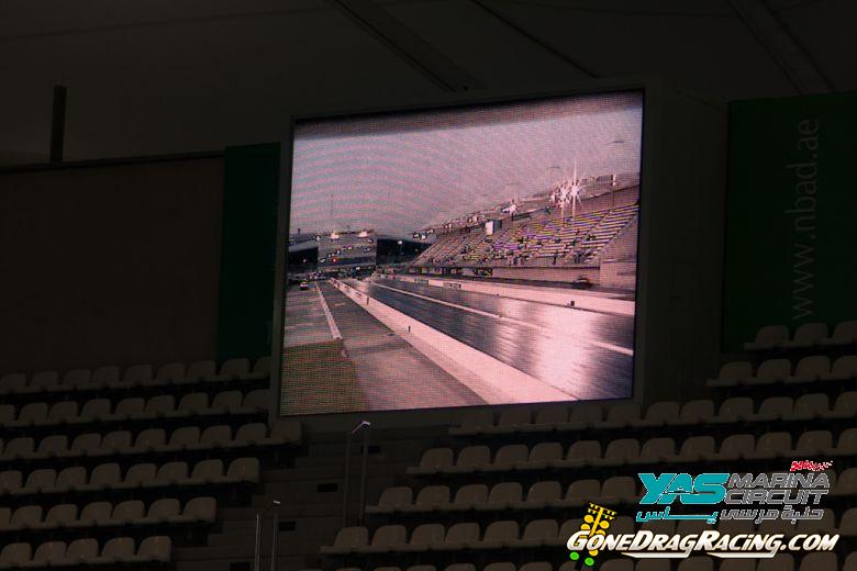 Big screens in either grandstand
